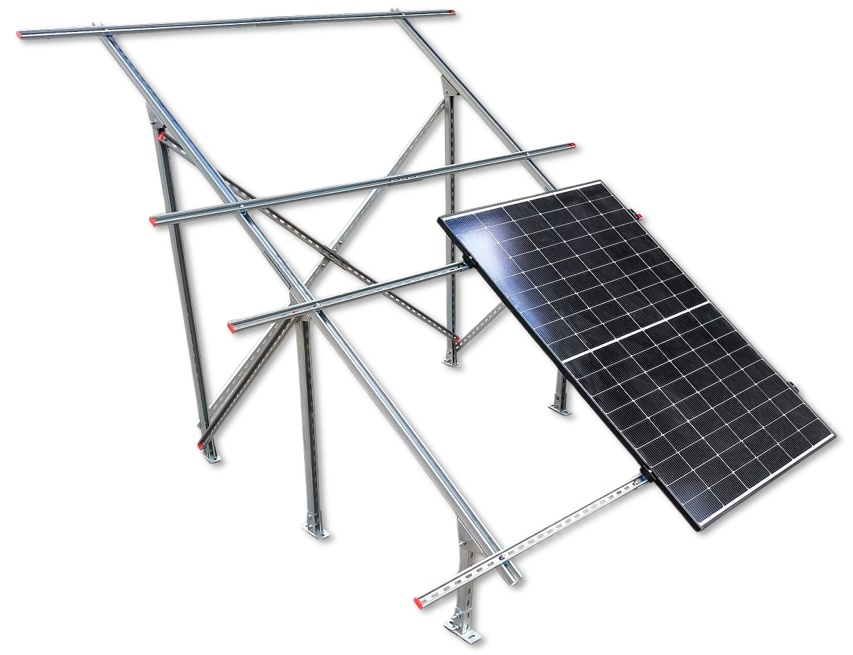 Solar Freiland Aufständerung für 4 Solarmodule Stabile Ausführung Garten PV