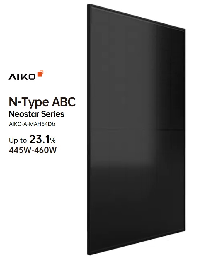 Aiko Photovoltaikmodul 460 Wp Neostar 2S+ N-Typ ABC Zellen Glas-Glas/Komplett Schwarz A-MAH54Db 1757 x 1134 x 30mm