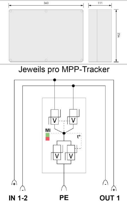 CITEL 3 MPP Überspannungsschutz Typ 1+2+3 mit Federkraftklemme Solar Anschlussbox  IP65 GAK SPD (GAK3.K2x10.K1x10.DP6-1-XS)