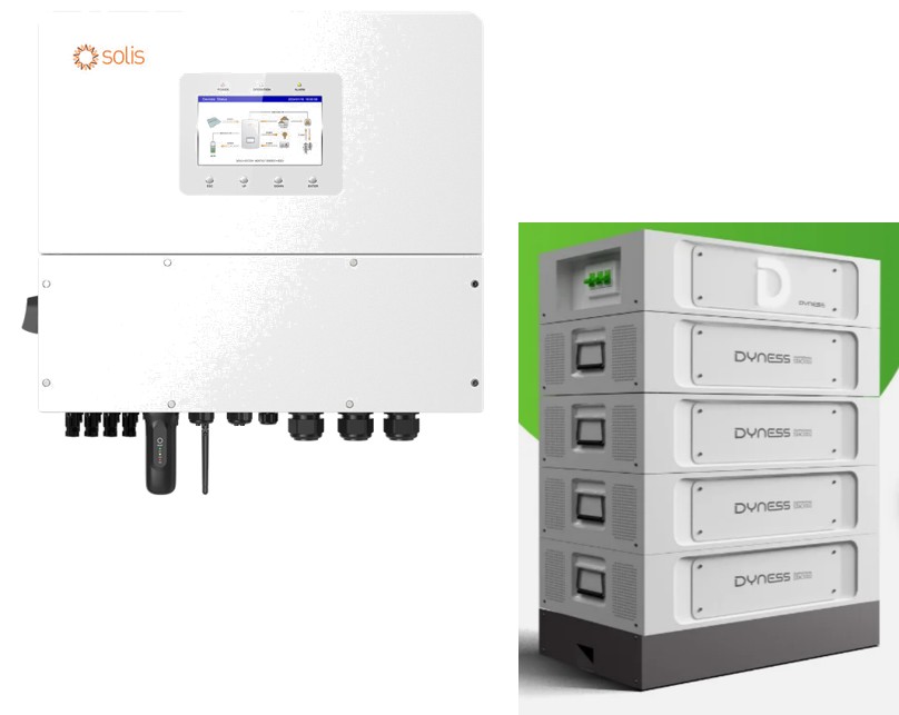 Paket: Solis S6 20 kW 3ph HV Hybrid Wechselrichter + 45kWh Dyness LFP Batterie  Stack100