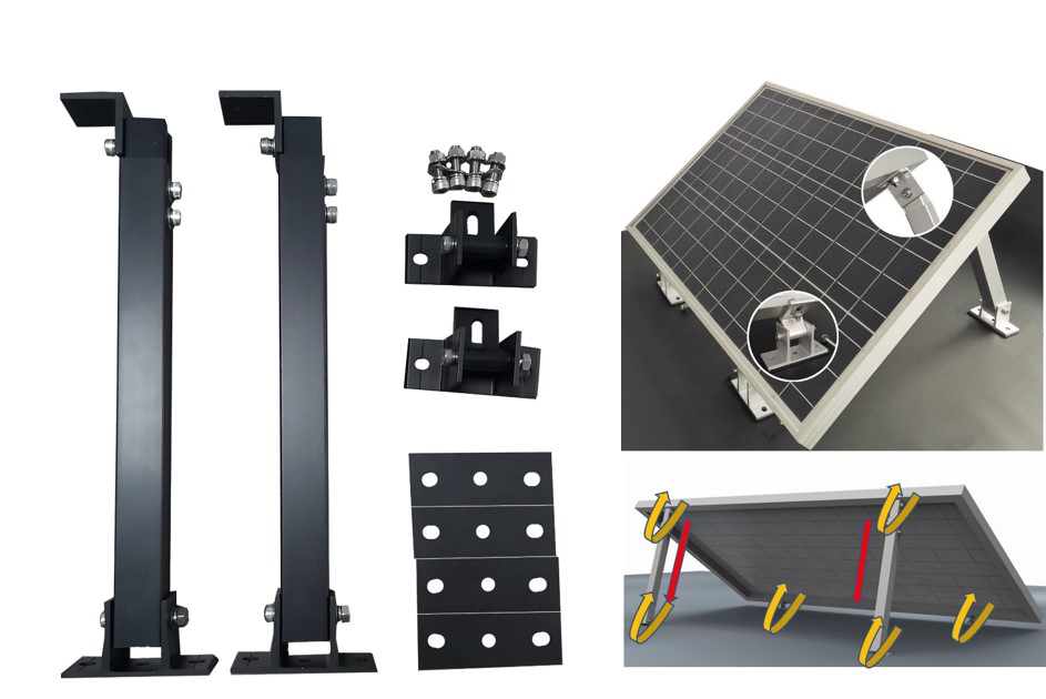 Sonderedition Schwarz: 2x Vario Solar Aufständerung Stufenlos 20°-40° Montage