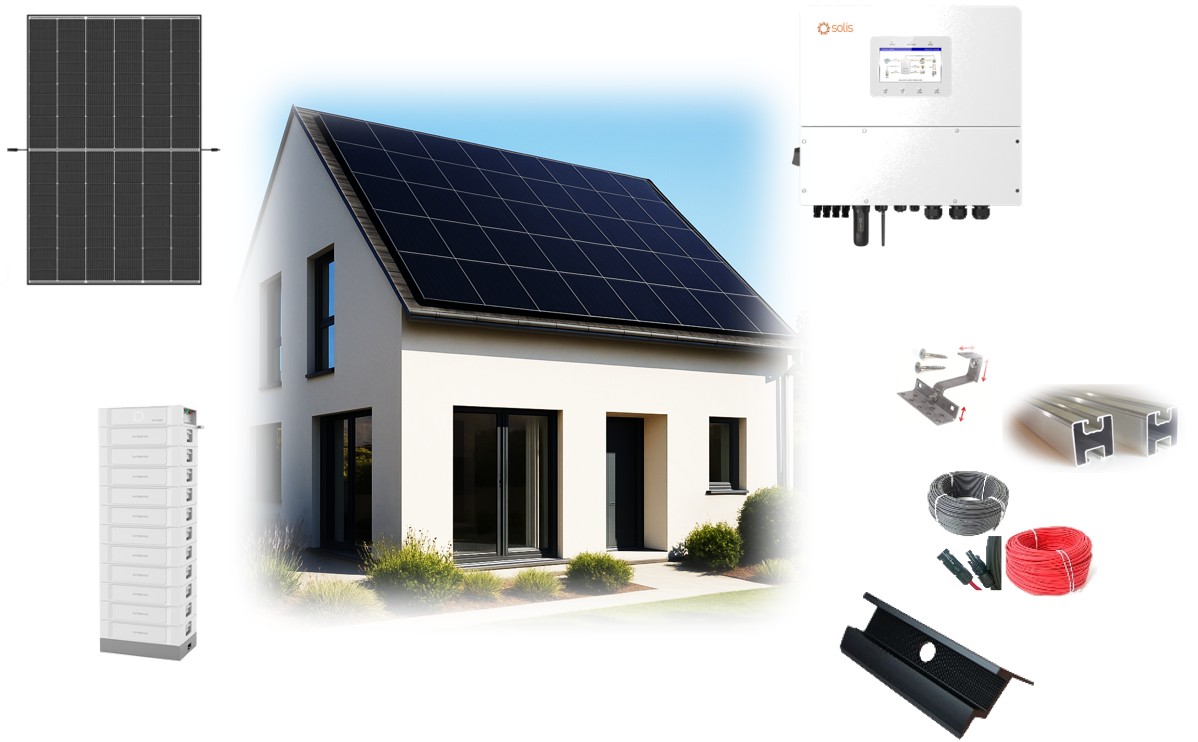 20Wp PV Anlage mit 20kWh Speicher Hochvolt - 4 MPP bis zu 4 Dachrichtungen Trina Vertex S+  Solis PylonTech Hybrid