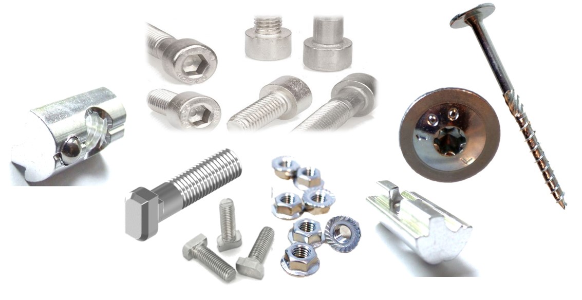 Reservematerial M8 Sechskantschraube + Nutenstein + M10 Hammerkopfschraube + M10 Sperrzahnmutter + Tellerkopfschraube
