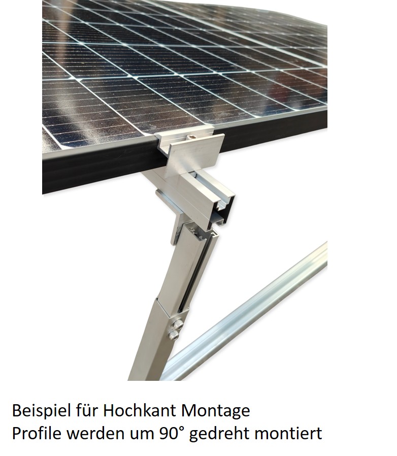 Set: 2x Solar Vario Aufständerung + 2x Aluprofil 1,3m Einstellbar 20° - 40°