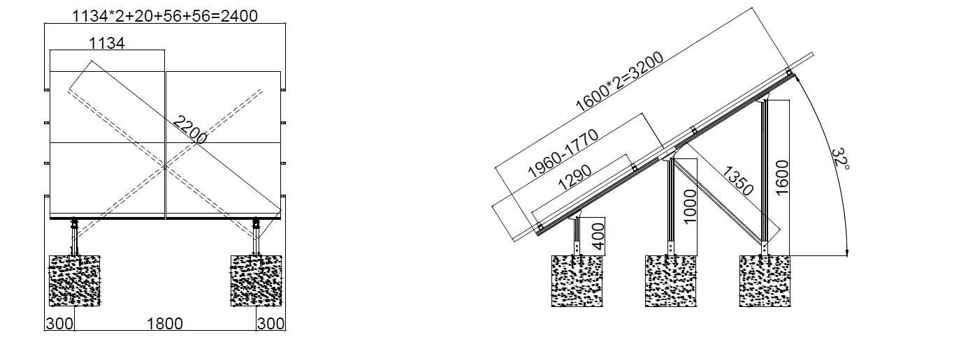 Solar Freiland Aufständerung für 4 Solarmodule Stabile Ausführung Garten PV