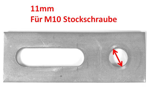 Adapterblech für 10° Aufständerung Solar PV. Ausführung: 11mm Loch für Stockschraube M10 Stockschraube
