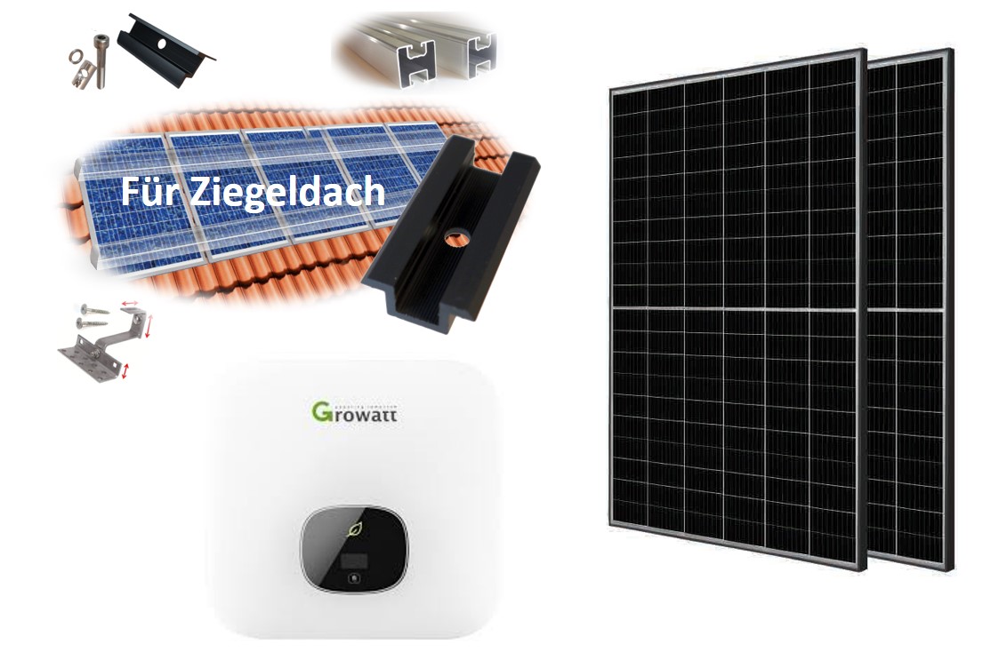 2150Wp Photovoltaikanlage Growatt + Trina + Gestell Ziegeldach