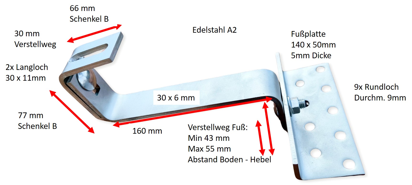 Sonderlänge: 160 mm Verstärkter Vario Dachhaken 30x6mm Vario Ziegel mit langer Überdeckung