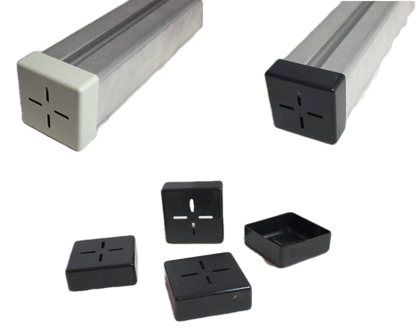 4 x Endkappe Solarschiene. Abdeckkappe PV Profil. Grau & Schwarz. 40x40 mm