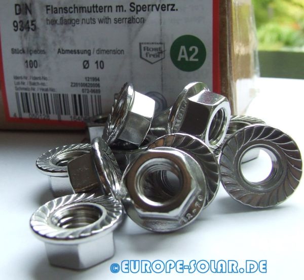 10 Stck Flanschmutter M8, M10, M12, Sperrzahnmuttern, DIN 6923 A2 EDELSTAHL V2A