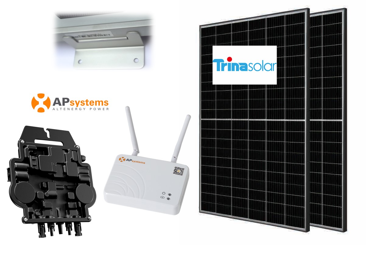 Paket 850Wp: 2x JA Solar 425 Wp Vertex S + APSystems Mikrowechselrichter + 8x Z-Halter