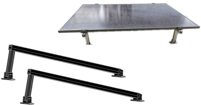 Fix 10° Solar Aufständerung SCHWARZ Wand/Flachdach 2 Stck für ein Solarmodul mit Aluprofilen