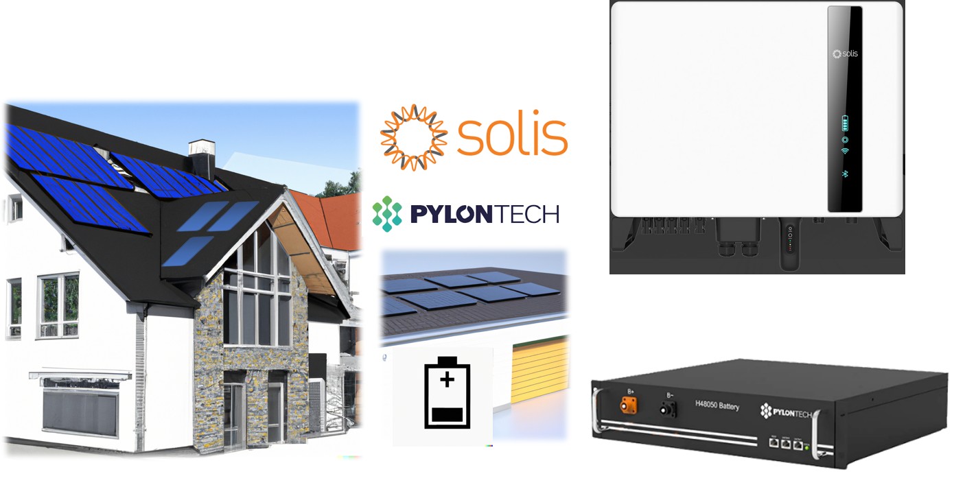 10kWp PV Anlage für bis zu 4 Dachausrichtungen / 4 MPP Tracker Solis - PylonTech - Trina