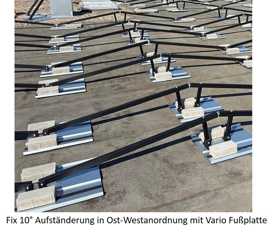 Fix 10° Solar Aufständerung SCHWARZ Wand/Flachdach 2 Stck für ein Solarmodul mit Aluprofilen