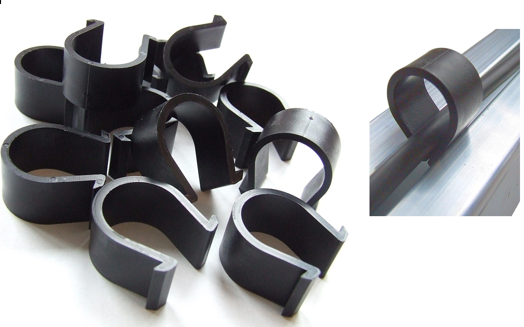 10x C-Clip Kunststoff UV Beständig Solarkabel Befestigung Leitungsführung Aluprofil