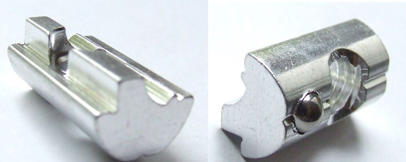 10 Stück Alu Nutenstein für Solarprofil, einschwenkbar, mit Edelstahl Federkugel, M8 Gewinde