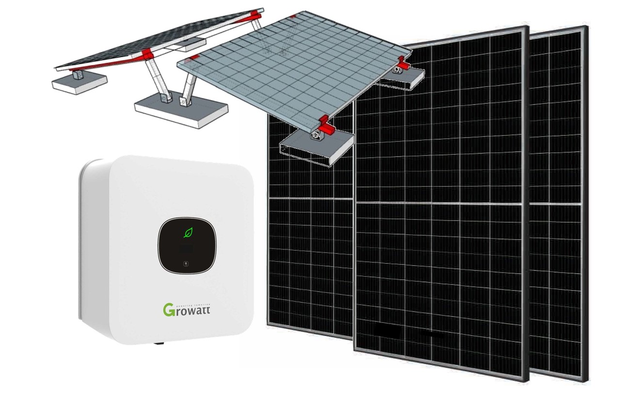 1275Wp Minianlage: 3x Trina Vertex 425Wp +  750Wp Growatt  +Vario Aufständerung + Ertragsüberwachung