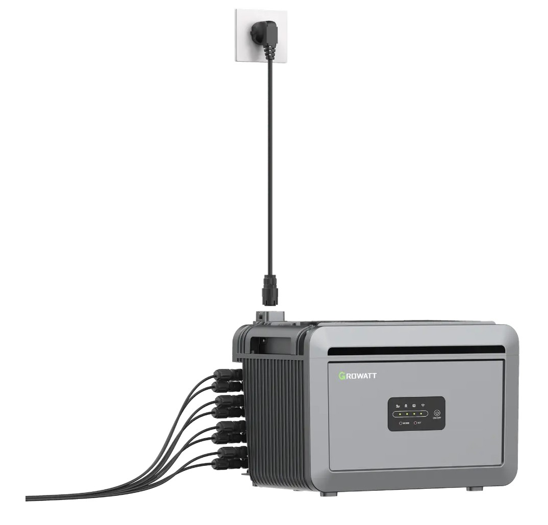 Mini Solaranlage 1,76kWp mit 2KWh Speicher 4x Trina Bifacial Vertex S+ Growatt NEXA LFP Speicher Balkon Solar Steckdose