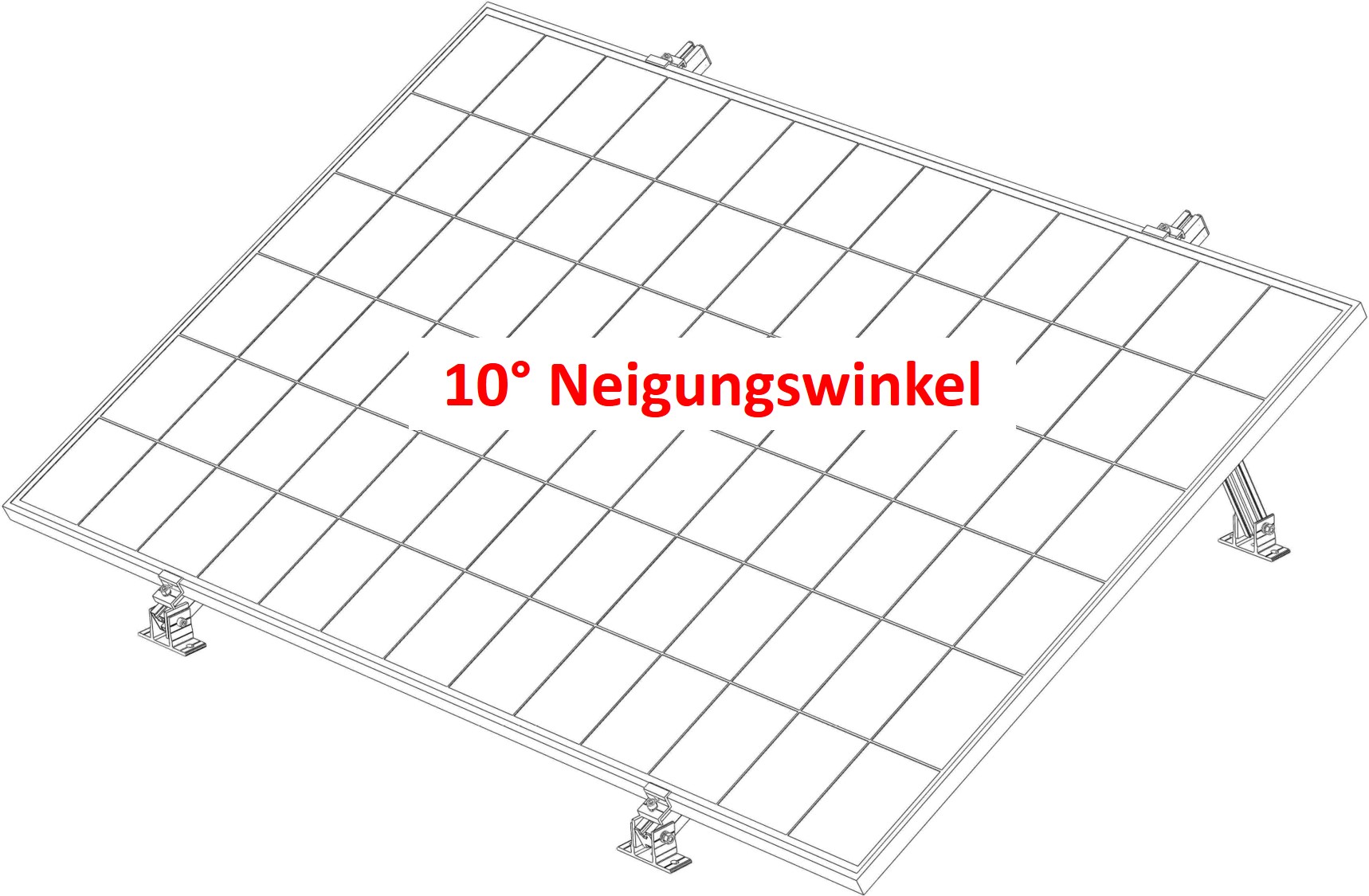 Fix 10° Solar Aufständerung SCHWARZ Wand/Flachdach 2 Stck für ein Solarmodul mit Aluprofilen