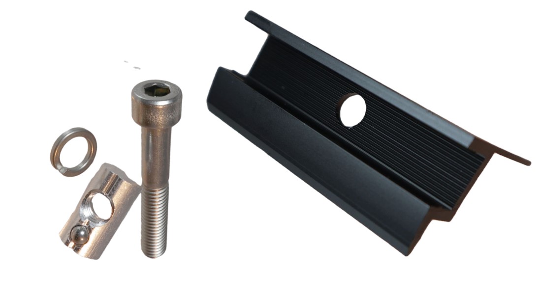 Solar Endklemme SCHWARZ PREMIUM Set mit Schraube & Nutenstein Rahmenhöhe: 30 mm