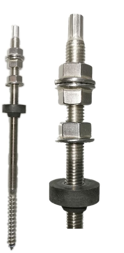 Solar Stockschraube M10x200mm Edelstahl V2A  EPDM 3x Sperrzahnmutter PV Befestigung