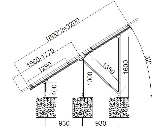 Solar Freiland Aufständerung für 4 Solarmodule Stabile Ausführung Garten PV