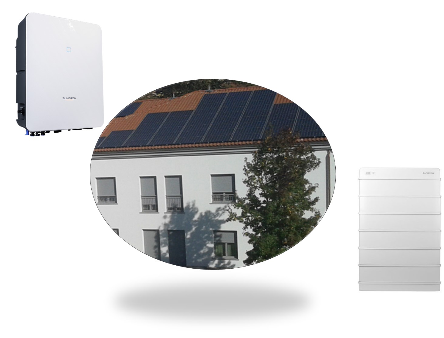Best-Seller. 10kWp PV Anlage Trina 455Wp Vertex -S+ Serie - Sungrow 9,6kWh Speicher - Gestell