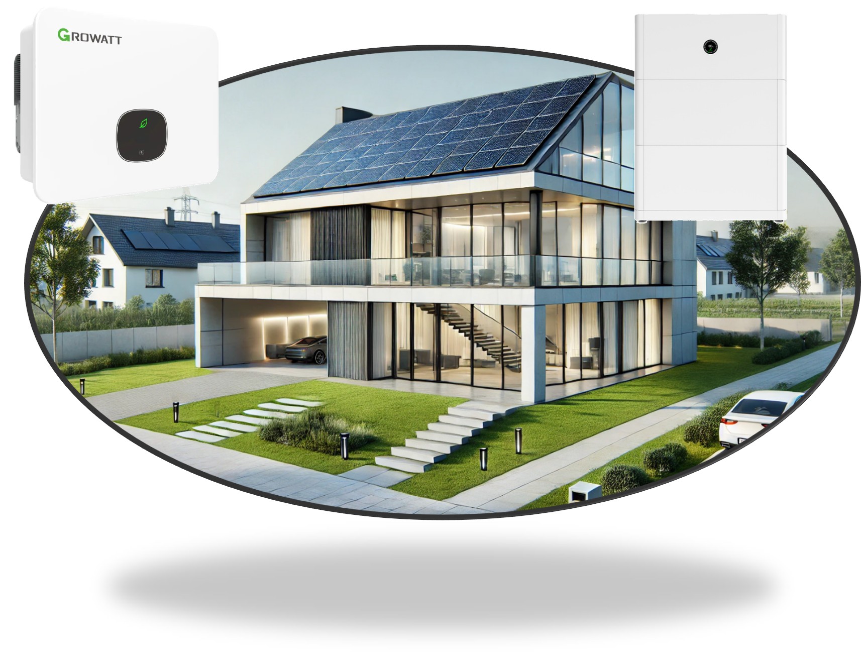 Beliebt: 12kWp PV Hausanlage Trina 455Wp Vertex -S+ mit Growatt 10kWh Speicher