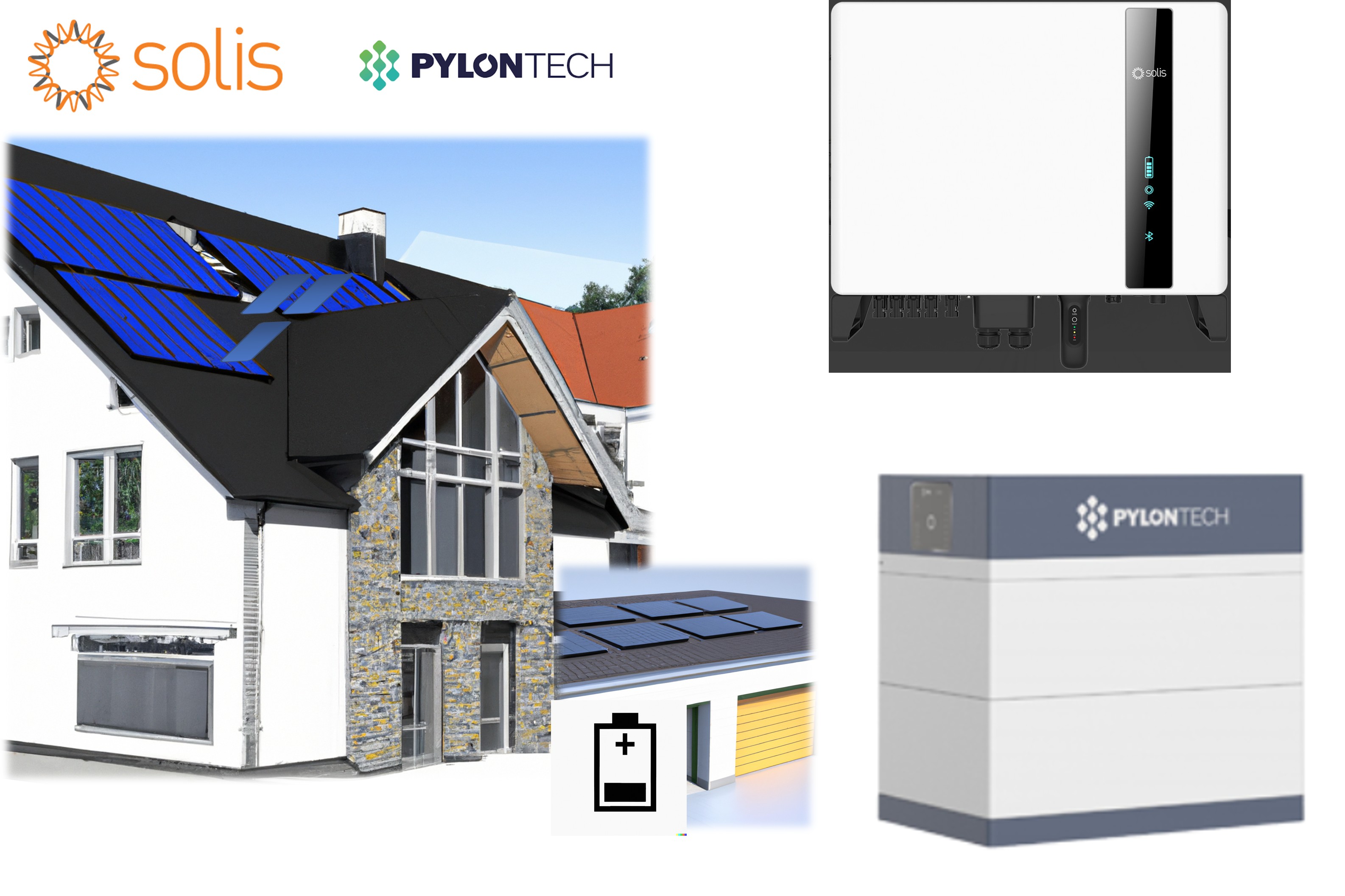 10kWp PV Anlage für bis zu 4 Dachausrichtungen / 4 MPP Tracker Solis - PylonTech - Trina