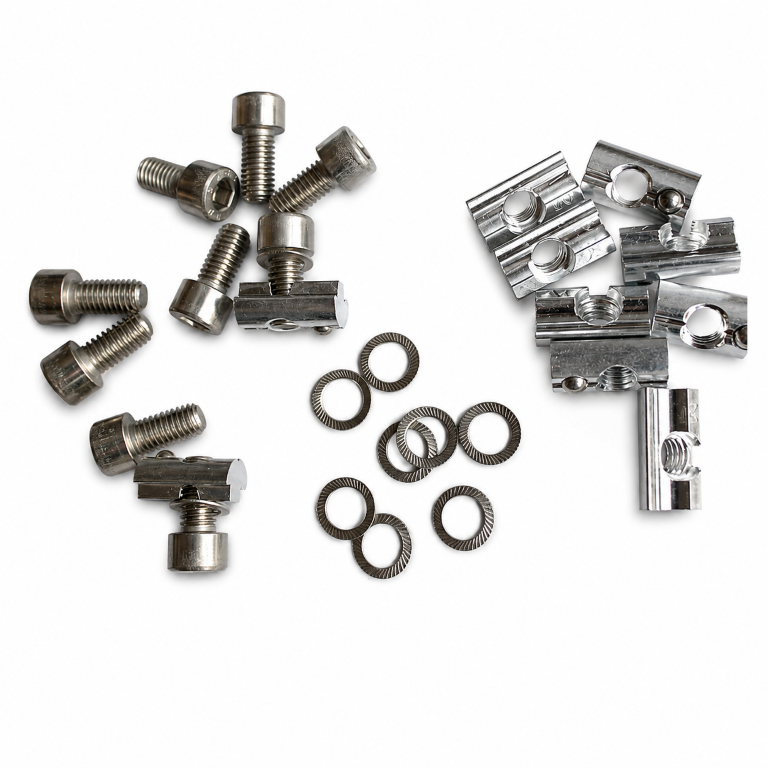 Set 10 Paar: Edelstahlschraube M8 x16 + Sicherungsring + Nutenstein Befestigung Solarprofil PV