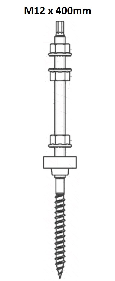 Stockschraube Solar M12x400mm Edelstahl V2A  EPDM 3x Sperrzahnmutter PV Befestigung