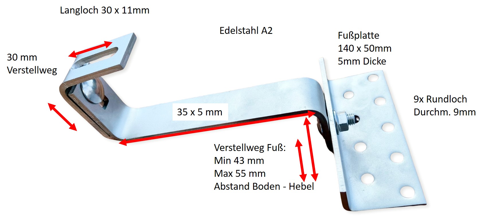 Sonderlänge: 160mm Verstärkter Dachhaken 35x5mm Solar Vario für Ziegel mit langer Überdeckung