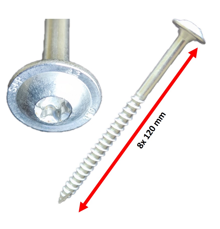 50x Tellerkopfschraube  8x120mm Schäfer&Peters Premium Edelstahl A2 Solar Befestigung Dachhaken 