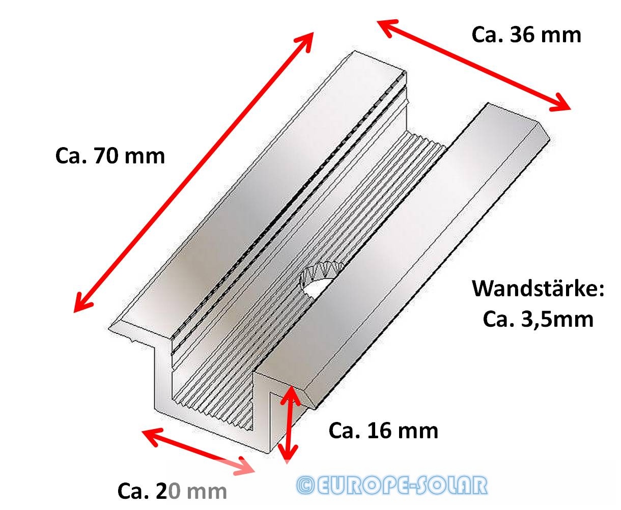 Klick Solar Endklemme Rahmenhöhe 30mm -Set vormontiert mit Schraube/Clips