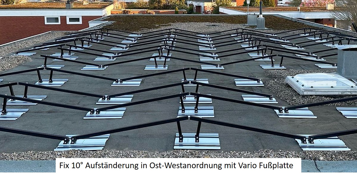 Fix 10° Solar Aufständerung SCHWARZ Wand/Flachdach 2 Stck für ein Solarmodul mit Aluprofilen