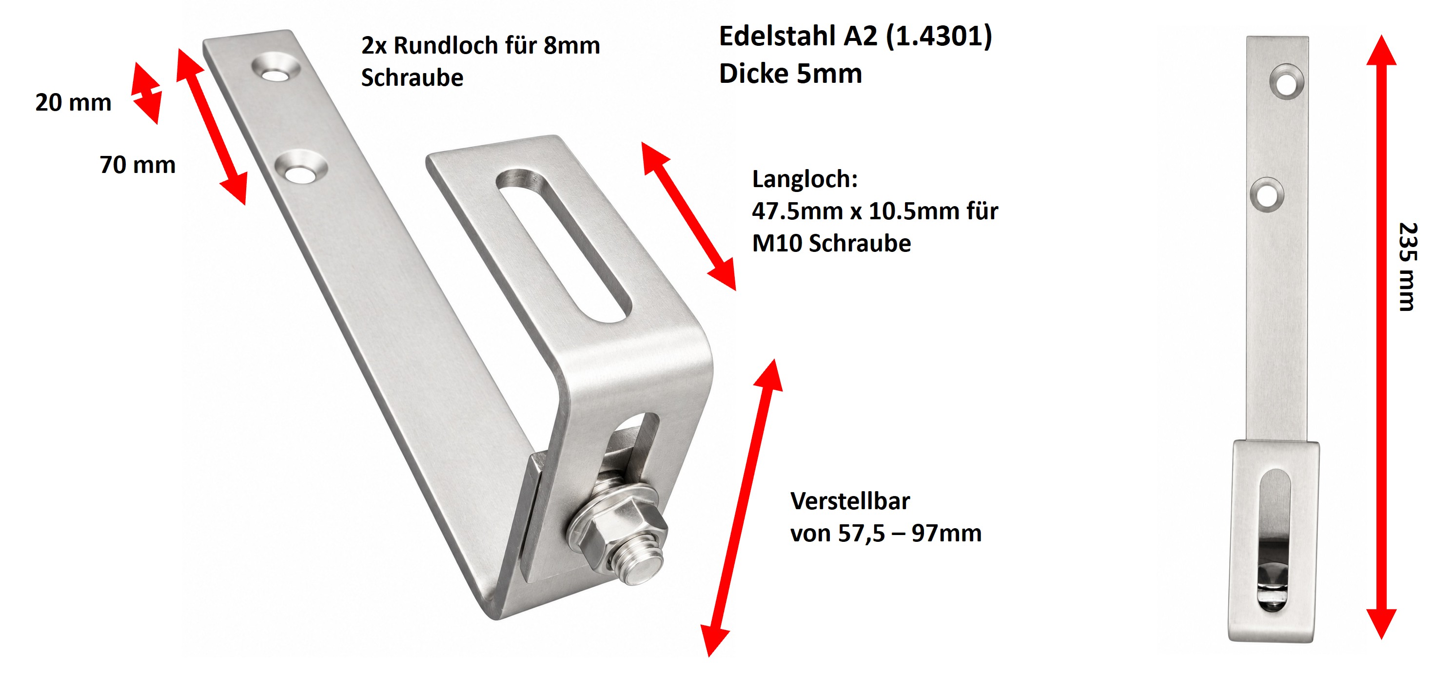 Multi Dachhaken Schiefer Edelstahl A2 1.4301 für Selbstbauprojekte und Dächer mit Schiefereindeckung