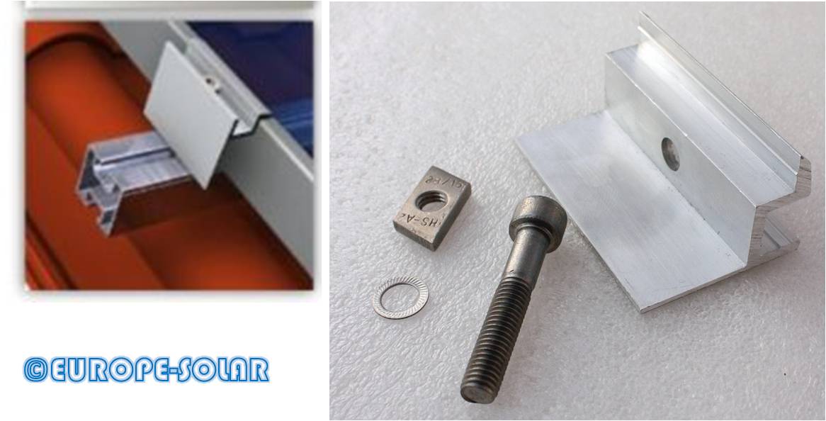 Solar Endklemme, Rahmenhöhe 30mm - 50mm. Set mit Schraube/Schiebemutter