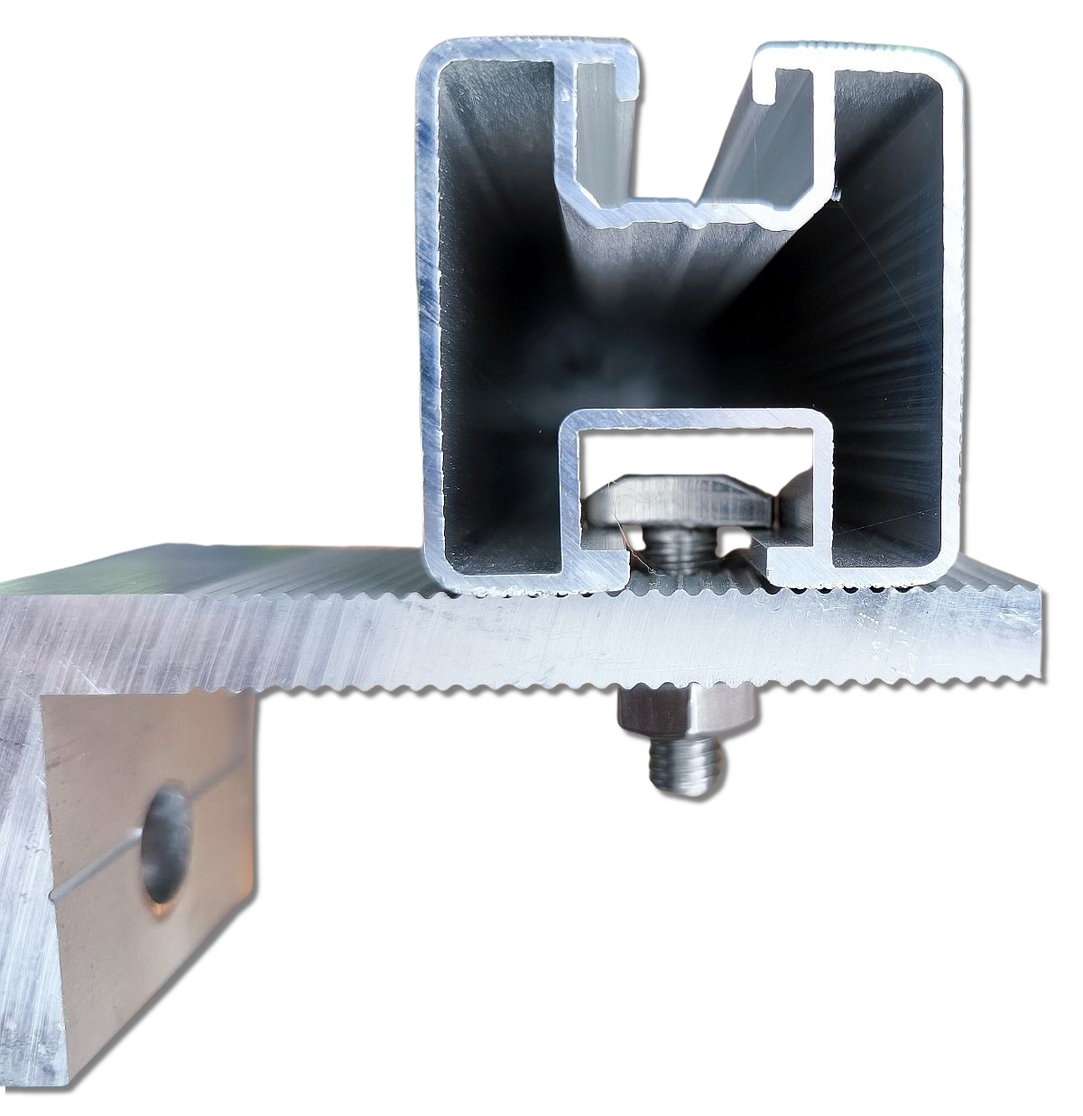 10x Hammerkopfschraube M8x25mm (Sonderform) + 10x M8 Sperrzahnmutter – passend für 10er Nut Solar Aluprofil