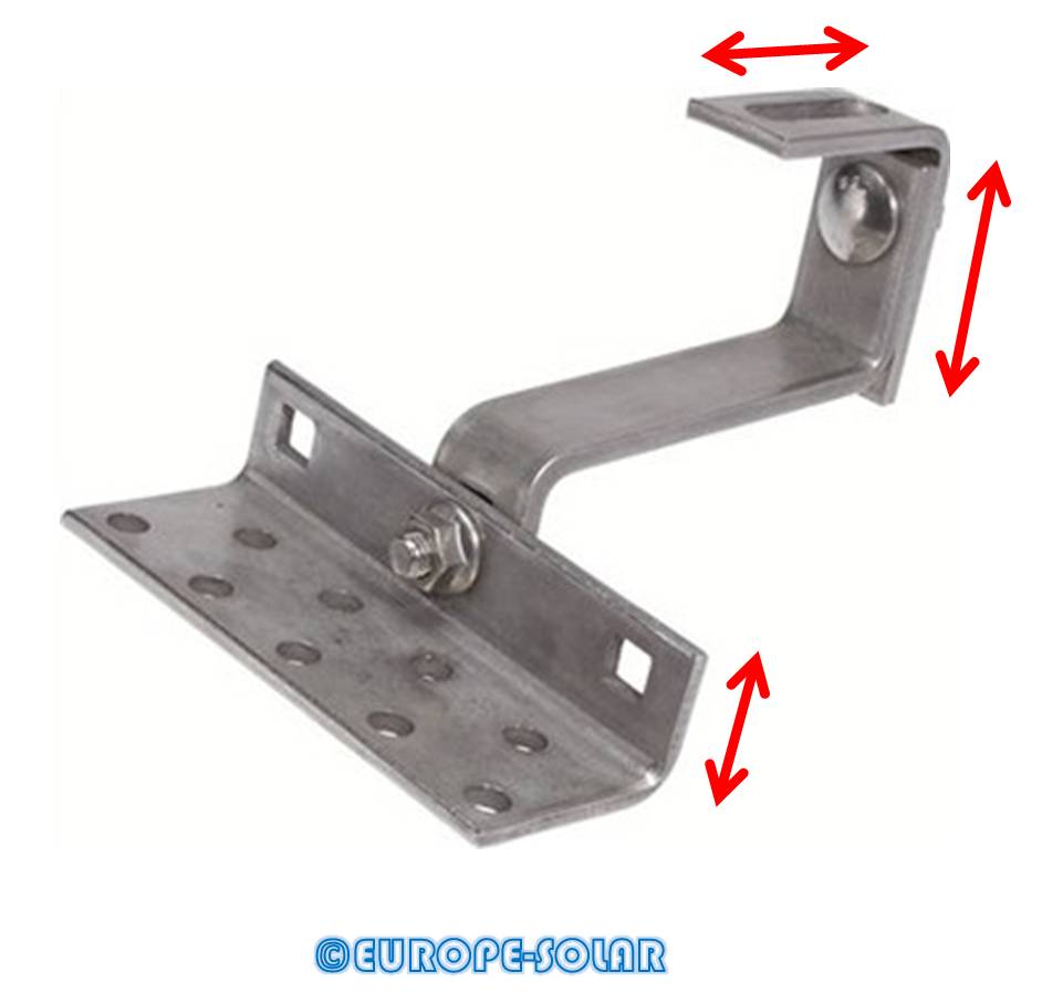 Vario Solar Dachhaken Premium 3x verstellbar mit 30x6mm Hebel 1.4301 A2 Edelstahl